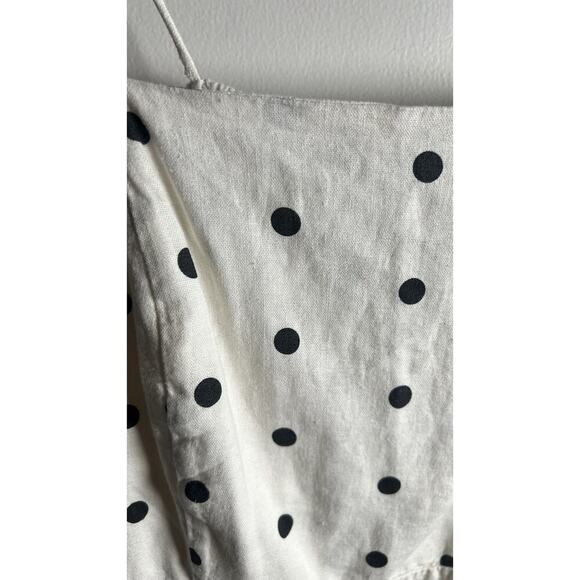 Old Navy Dress Womens Plus 2X Cream Polka Dot Linen Smocked Fit & Flare Dress - Picture 6 of 12